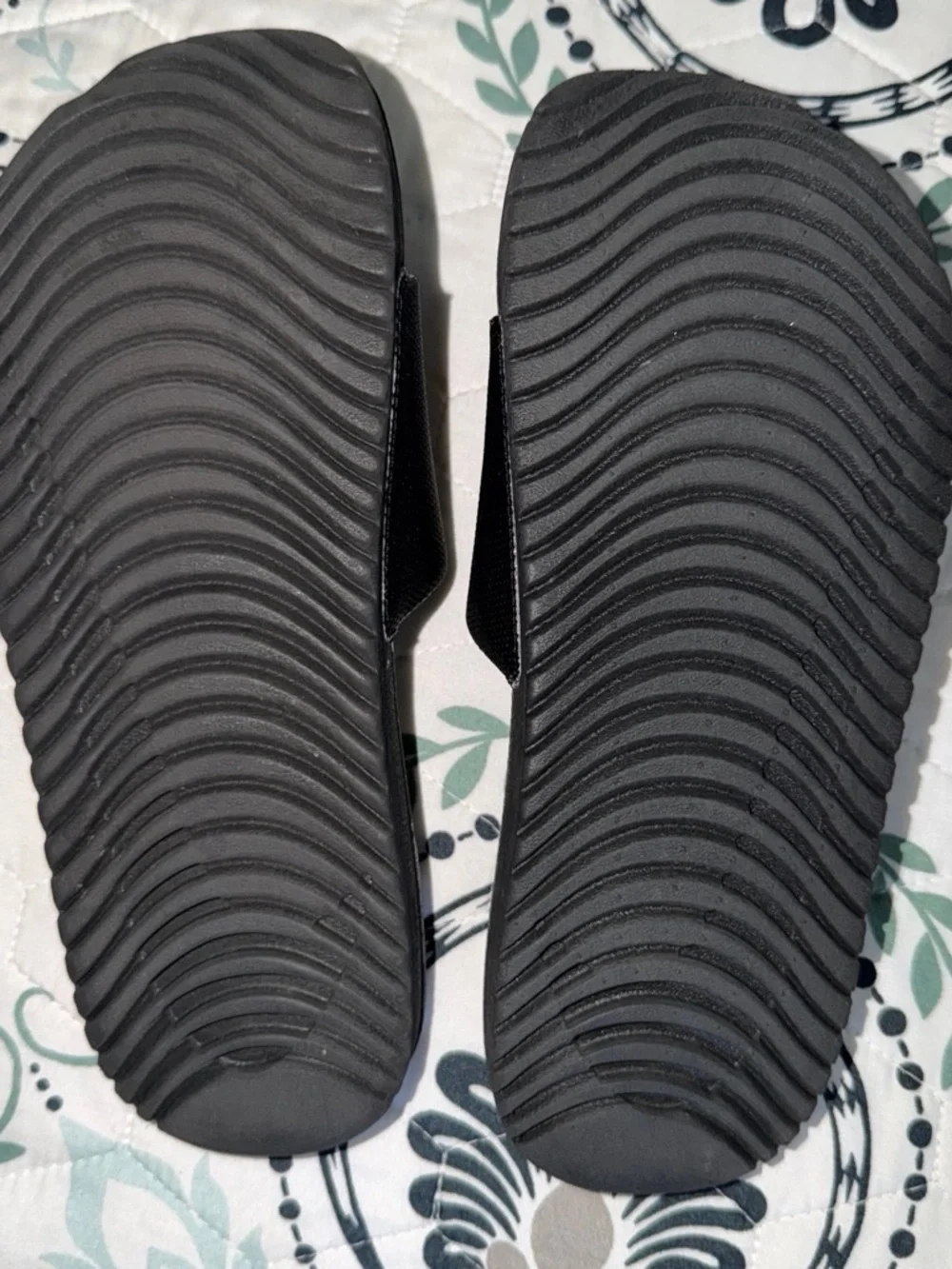 Nike Black Slides with White Swoosh Strap